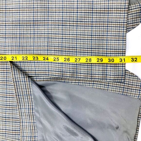 Konen Munchen Linen Sport Coat Plaid Blue Gray 40 42 Mens Preppy Academia Y2K - Picture 9 of 13